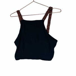 EUC Urban Outfitters Black Wooden Boho Beaded Crop Top Small